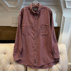 BN: Abercrombie & Fitch Men's L Red Blue Long Sleeve Gingham Plaid Button Shirt